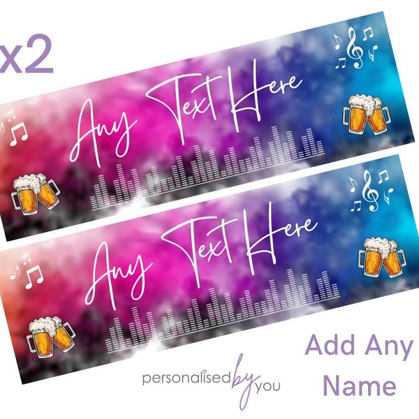 2 x Personalised MUSIC Theme Banners LARGE Party Poster Free Delivery