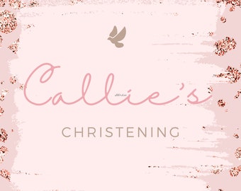 Personalised BIRTHDAY or Christening Party Sign POSTER Banner ANY Names Balloons Rose Gold A1 A2 A3 A4 Free Delivery