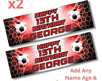 2 x Banners de Cumpleaños Personalizados Grandes PORTERÍA de Fútbol Agregar Nombre Edad Entrega Gratuita