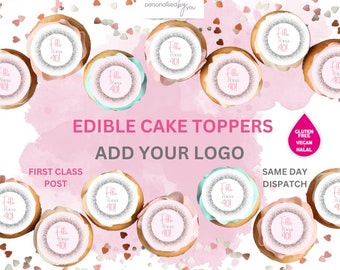 EDIBLE Cupcake CAKE Toppers Personalised Birthday Pink Silver Printed Icing or Rice Wafer 2"