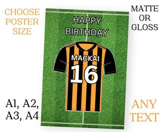 Personalised Birthday Orange & Black Football Theme Party Sign Poster Banner ANY Names A1 A2 A3 A4 Free Delivery Kids Party Event