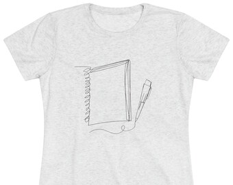 Women's Subtle/Minimalist Notebook and Pen One line Design Triblend Tee