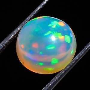 7mm Round AAA Grade Opal Cabochon, Flat Back Cabochon Round, Natural Ethiopian Opal, Round Shape, Opal Amazing Fire 100% Genuine
