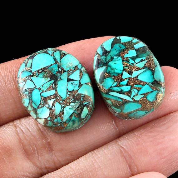 2 Pieces Amazing Pyrite Turquoise Top Quality Natural Blue Pyrite