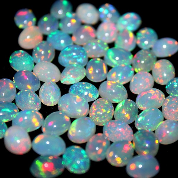 100 Pcs 3 To 5mm Approx AAA Quality Opal Oval Cabochon, Wholesale Opal, Natural Ethiopian Opal Fire Opal Cabochon Gemstone,Opal Loose Stone