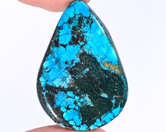 Naturlig turkos päron cabochon: Arizona ädelstenshänge (37X26X4 MM, 35,35 Ct)