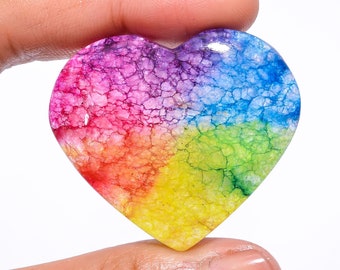 Unique Top Grade Quality 100% Natural Rainbow Solar Quartz Heart Shape Cabochon Loose Gemstone For Making Jewelry 98.5 Ct. 36X41X9 mm S-160