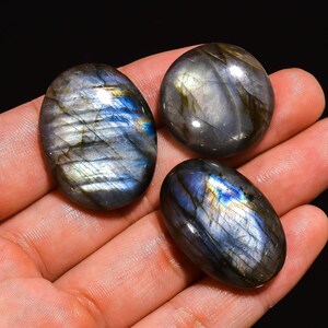 AAA Labradorite Cabochons: Natural Loose Gemstones, Jewelry Making (3 PCS)