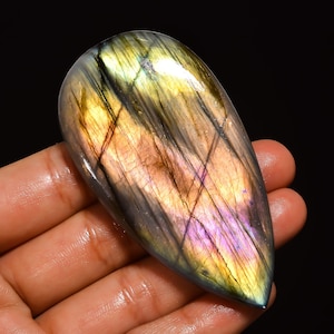 Labradorite Pear Cabochon: AAA Grade Gemstone (73X39X10 mm, 239 Ct.)