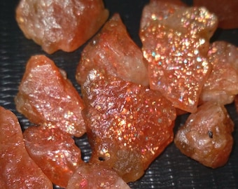 100 Pcs Natural Sunstone Rough: Jewelry Making Crystals (10-6mm)