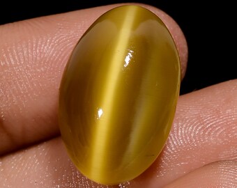 Chrysoberyl Cats Eye Gemstone Chinese Cats Eye Gemstone 23 Ct. 20X13X10mm Chrysoberyl Cabochon Gemstone Oval Shape For Jewelry Making K-27