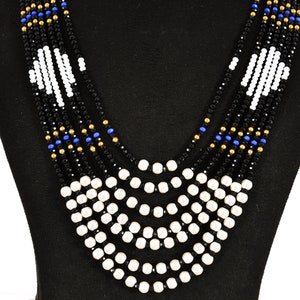 Indian Tradition Jewellery, for Women Black and white Beads Necklace with Earring Handmade Designer Jewellery for her image 1