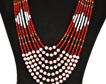 Indian Tradition Jewellery, for Women Red and white Beads Necklace with Earring Handmade Designer Jewellery for her