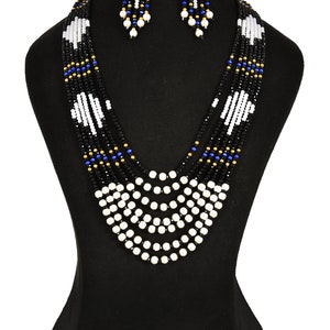 Indian Tradition Jewellery, for Women Black and white Beads Necklace with Earring Handmade Designer Jewellery for her image 8