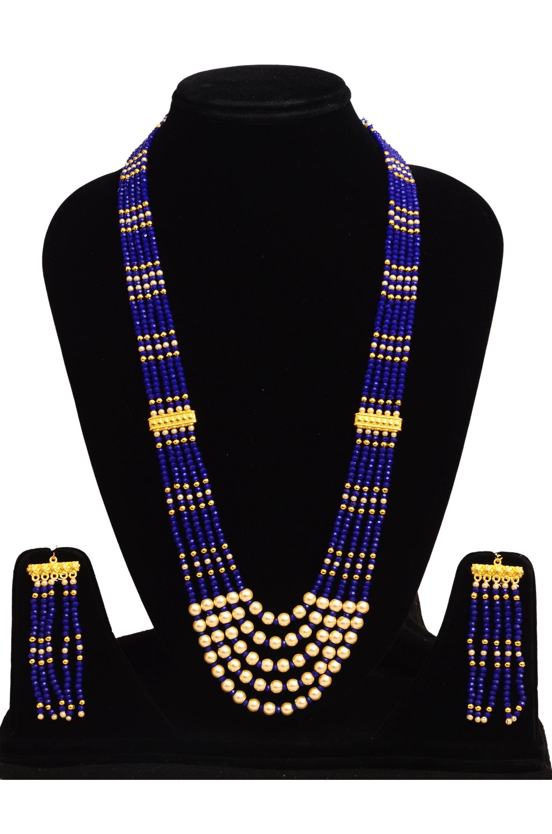 Indian beaded necklace with vibrant colors and intricate patterns