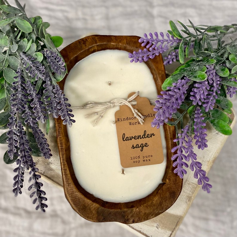 Wood Dough Bowl Candle 3 Wick Phthalate Free Pure Soy Wax Made in