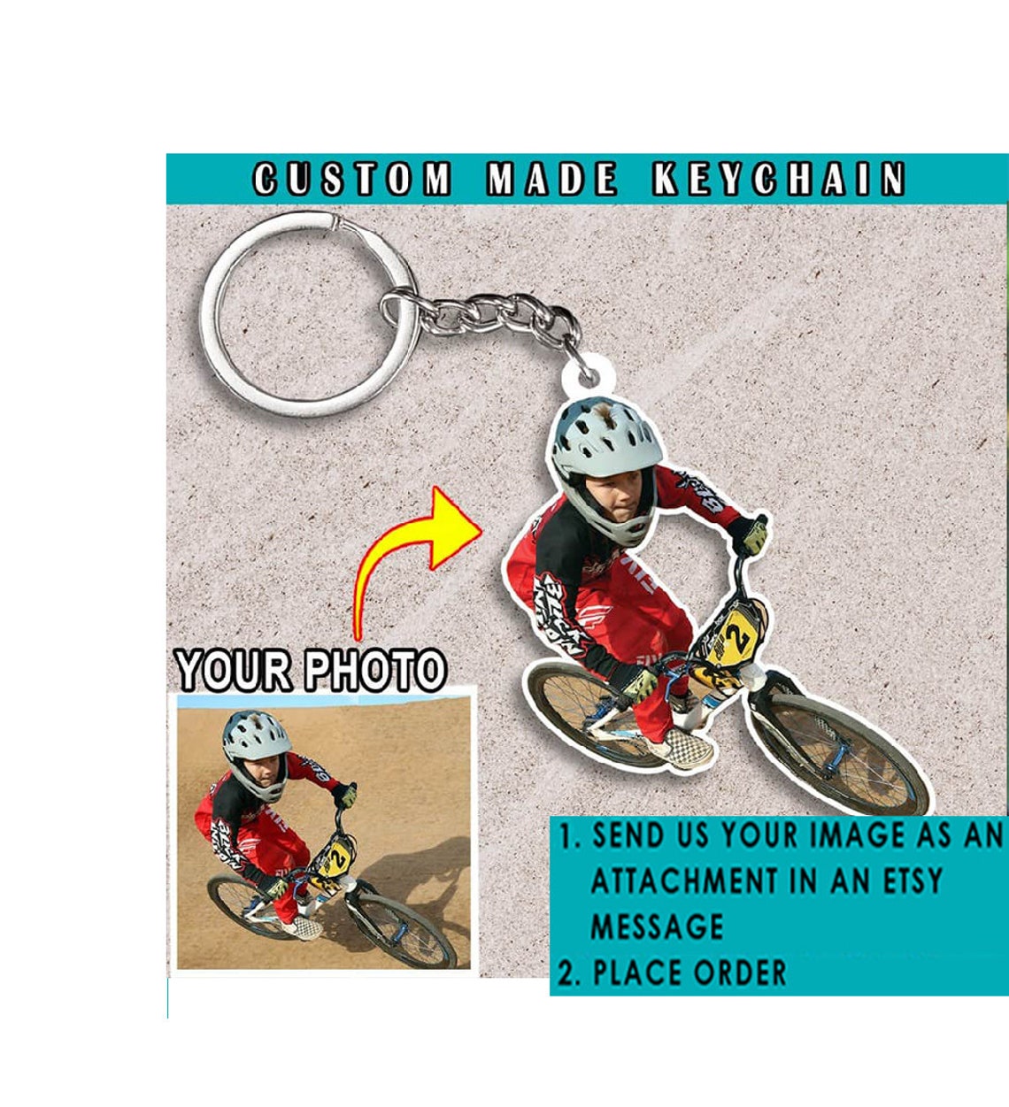 Personalized Karting Gift Customized Photo Go Kart Keychain Etsy