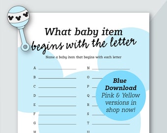 Blue What Baby Item Begins with the Letter? | Baby Shower Game | Mickey Themed | Baby Boy Shower