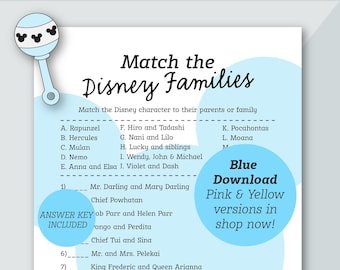 Blue Match the Families Baby Shower Game | Mickey Themed | Baby Shower Game | Baby Boy Shower