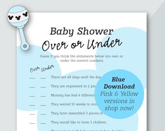 Blue Over or Under Baby Shower Game | Mickey Themed | Baby Shower Game | Baby Boy Shower