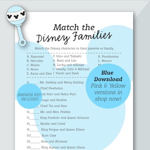 Blue Match the Families Baby Shower Game | Mickey Themed | Baby Shower Game | Baby Boy Shower
