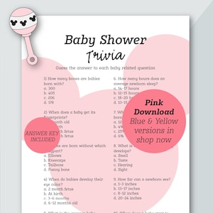 Pink Baby Shower Trivia | Mickey Themed | Baby Shower Game | Baby Girl Shower