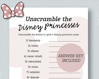 Unscramble the Princesses | Bridal Shower Game | Mickey Themed