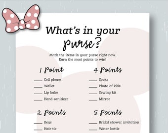 What’s In Your Purse Bridal Shower Game | Mickey Themed | Bridal Game | Bridal Shower