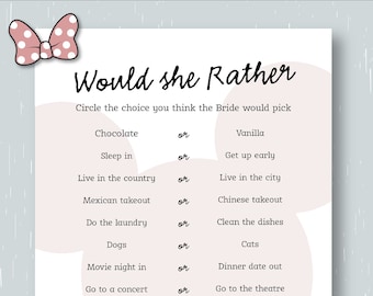 Would She Rather Mickey Themed | Bridal Shower Game | Mickey Themed
