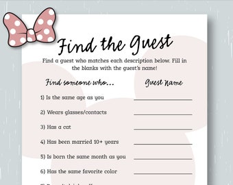 Find the Guest Bridal Shower Game | Mickey Themed | Bridal Game | Bridal Shower