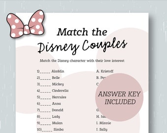 Match the Mickey Themed Couples | Bridal Shower Game | Mickey Themed