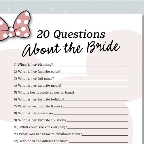 Find the Guest Bridal Shower Game Disney Themed Bridal - Etsy