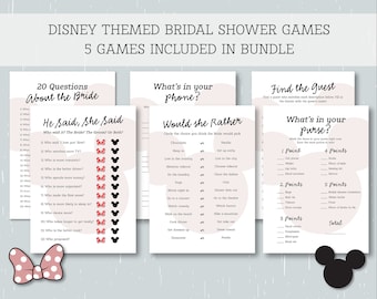 Mickey Themed Bridal Shower Games Bundle | Bridal Shower Games