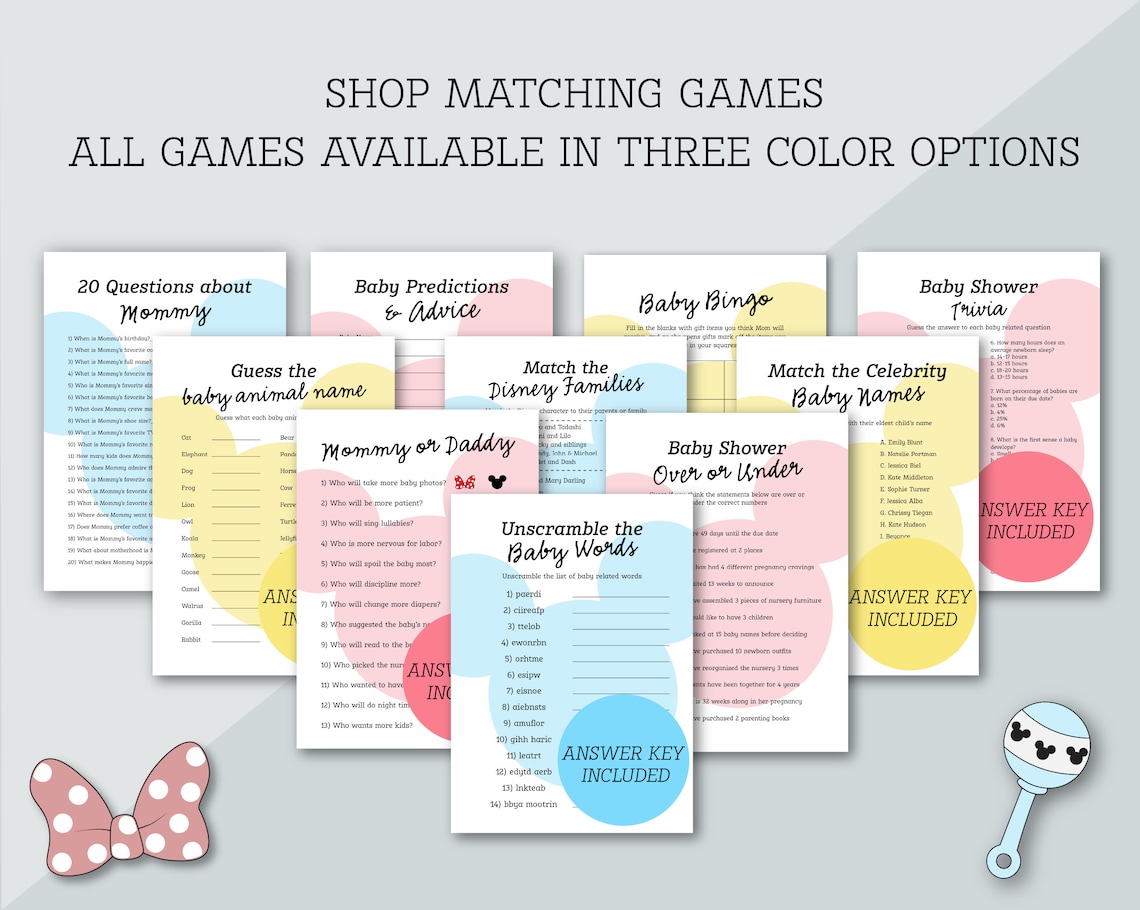 Blue Over or Under Baby Shower Game | Mickey Themed | Baby Shower Game ...