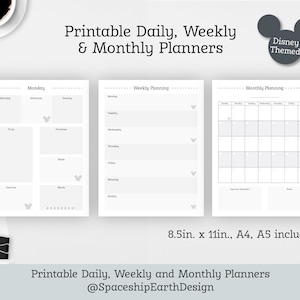 Pages du planificateur quotidien | Pages quotidiennes, hebdomadaires et mensuelles | Pages imprimables | Téléchargement instantané | Planificateur sur le thème de Mickey