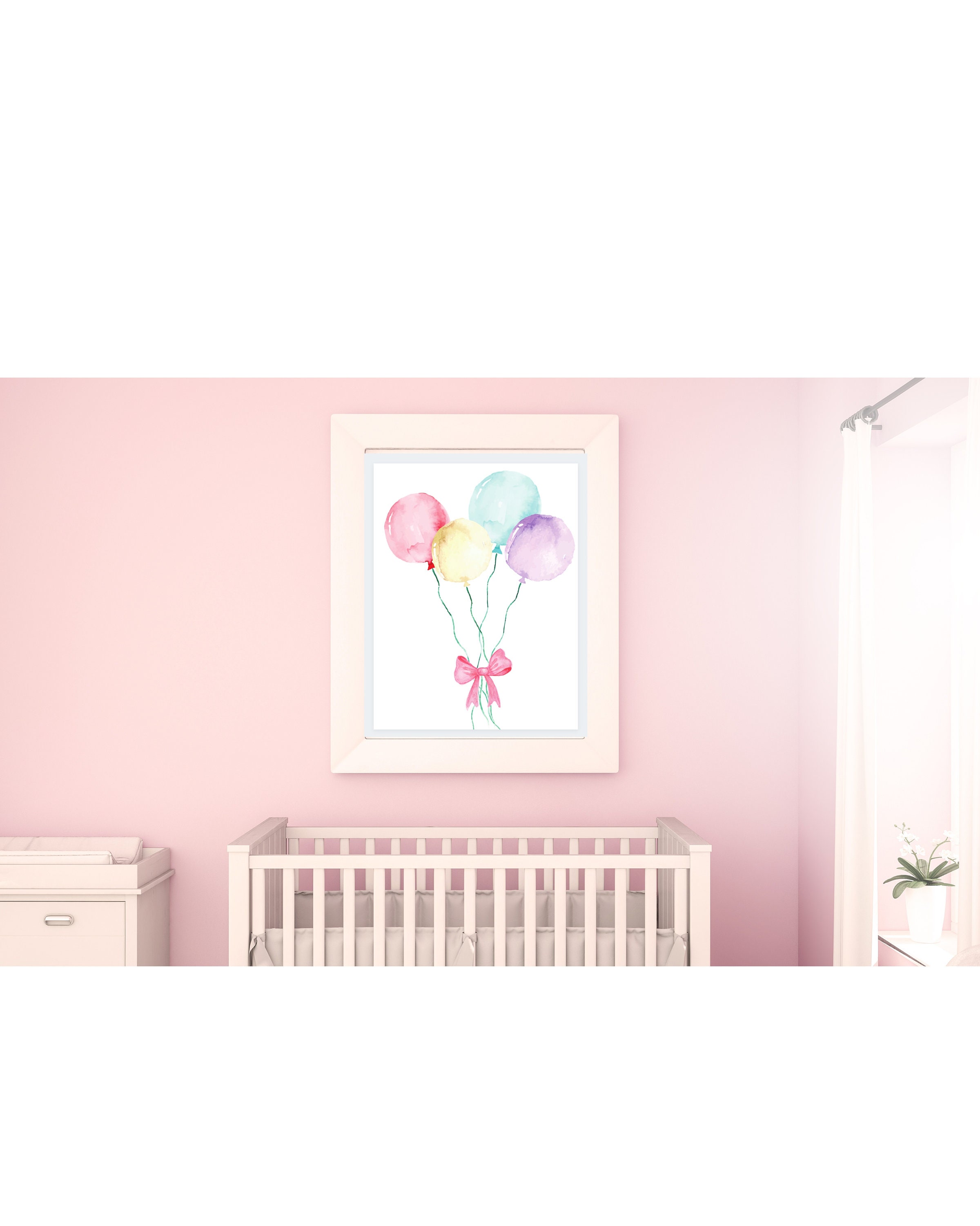 Globos de acuarela impresión infantil púrpura rosa decoración | Etsy