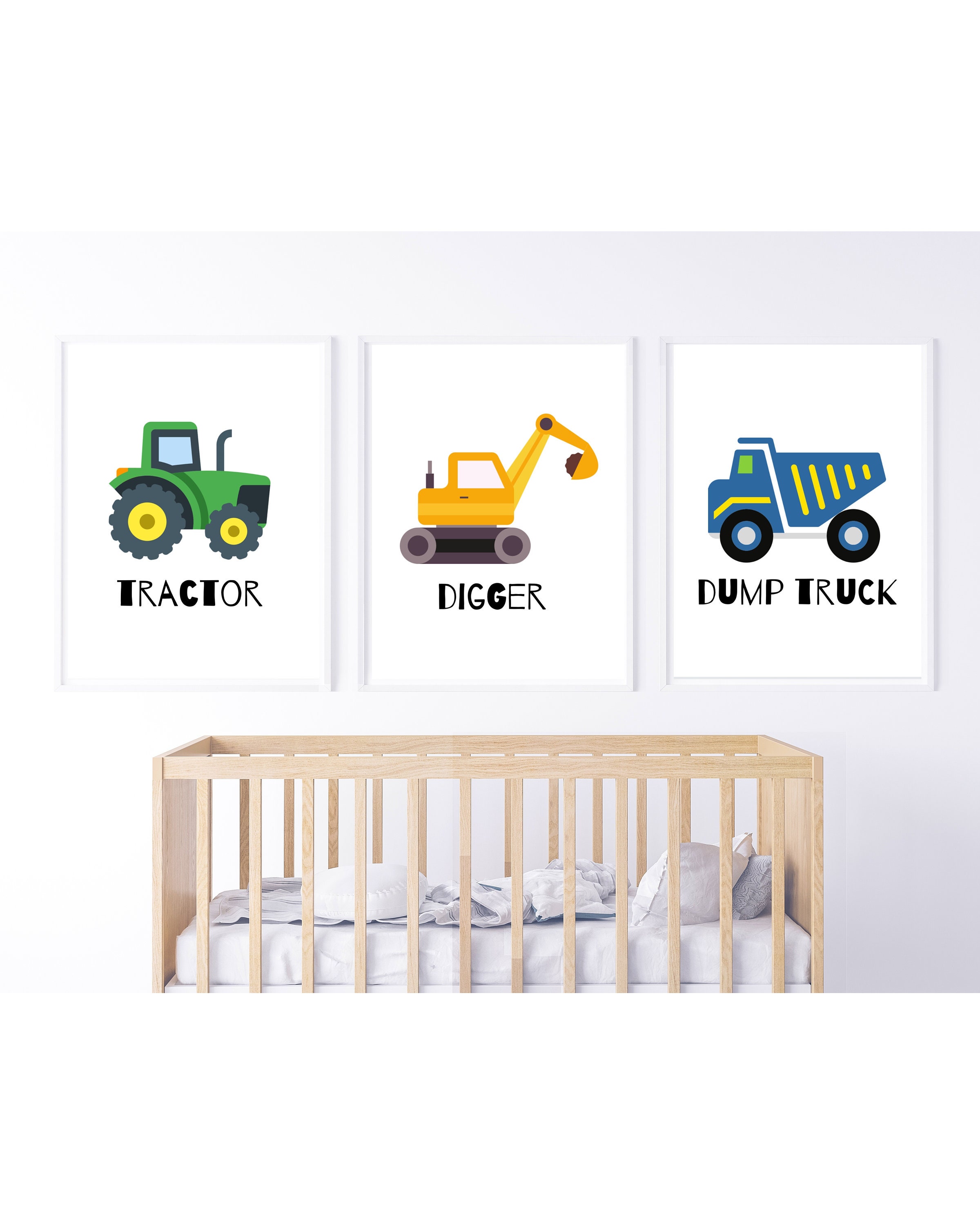 Trucks nursery prints boy nursery decor dump truck digger Etsy