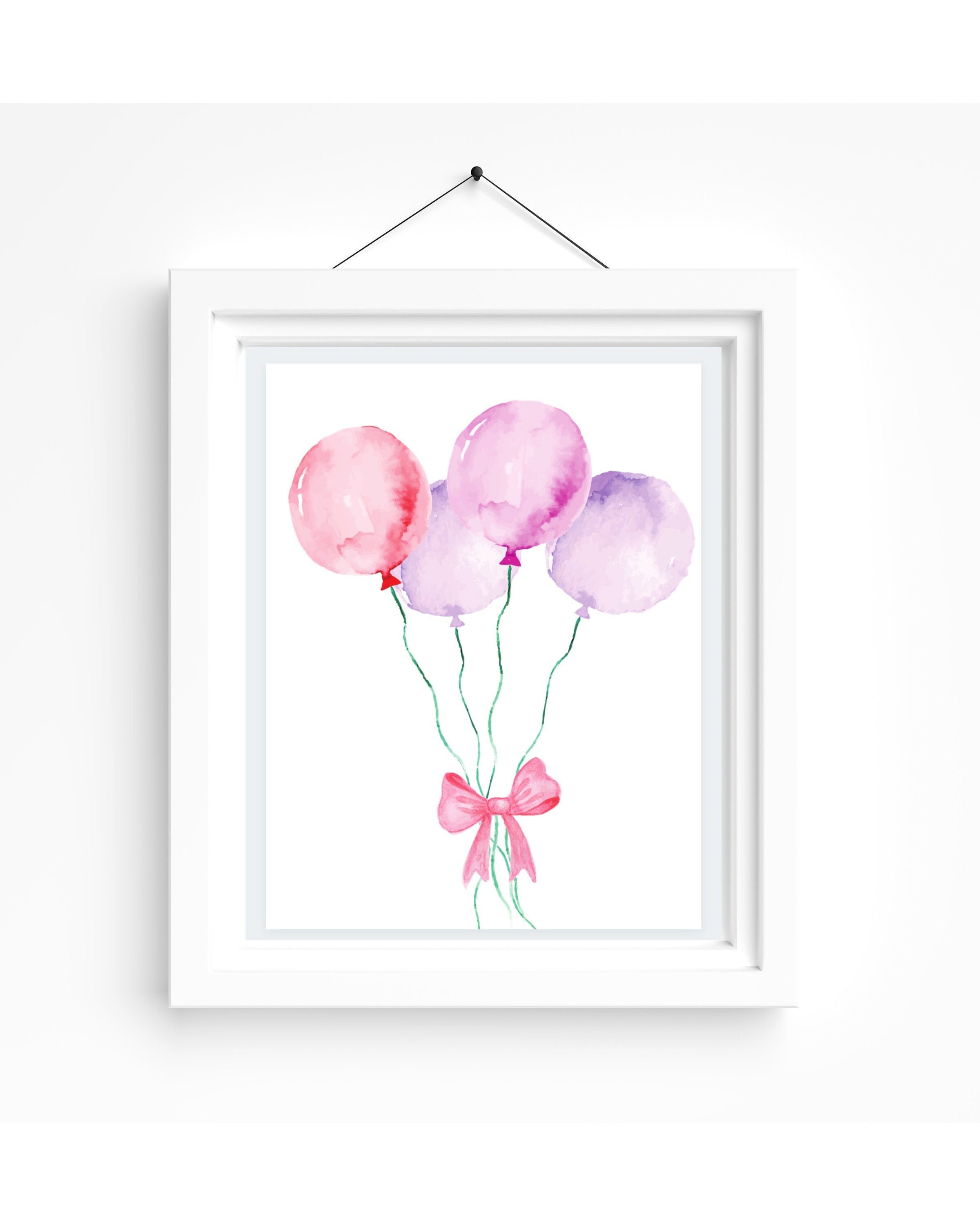 Globos de acuarela impresión infantil púrpura rosa decoración | Etsy