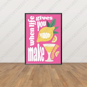 When Life Gives You Lemons Make Limoncello, DIGITAL DOWNLOAD, Printable, Wall Art, Quote, Retro, Funky
