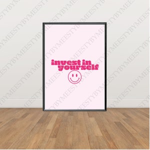 Invest In Yourself, DIGITAL DOWNLOAD, Printable, Wall Art, Quote, Retro, Funky