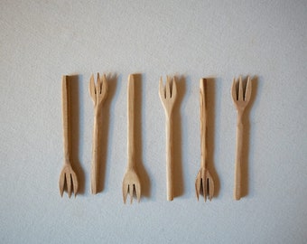 Set of 6 Olive wood MINI Forks