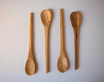 Juego de 4 cucharas de cocina, cucharas de cocina de madera de olivo