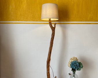 Free Standing Wooden Rustic Olive Tree Lamp
