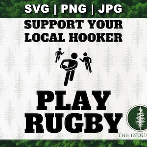 Steun je lokale rugbyhoer SVG, speel rugbyshirt png, grappige rugbyfan clipart