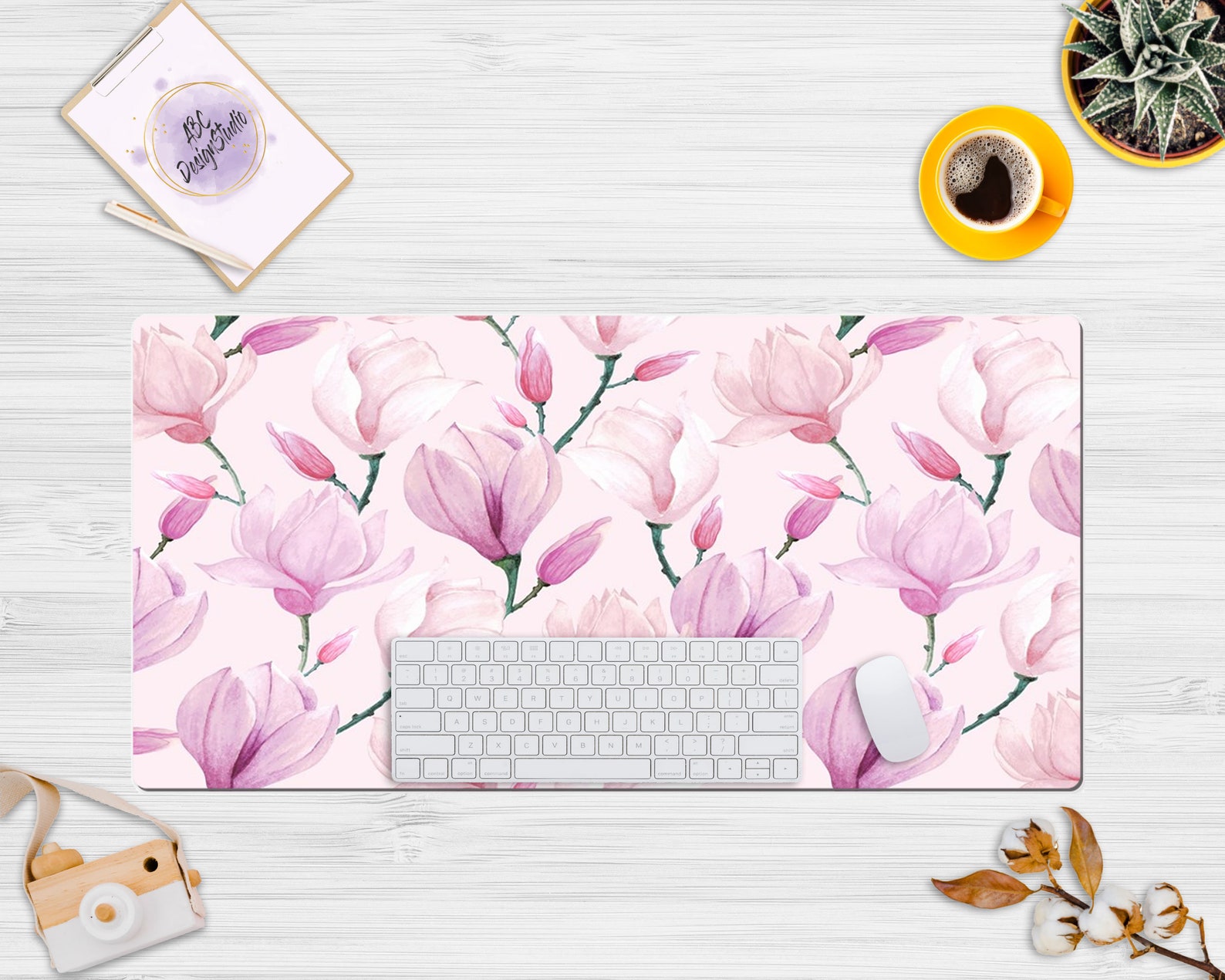 Floral Watercolor Pink Desk Mat Cute Desk Pad Extra Large Etsy