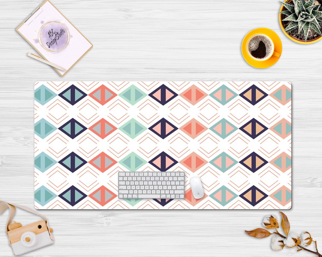 Cute Geometric Triangle Shapes Desk Mat, Extra Large Desk Mat, Cute ...