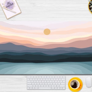 Boho Pastel Sunset Desk Mat, Boho Desk Mat, Cute Desk Mat, Mouse Mat, Extended Mouse Pad, Extra Large Desk Mat, Desk Mat Cute