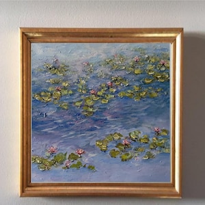 Lily Pond Painting Original Artwork Water Lilies Small Painting