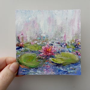 Water Lilies Painting Original Artwork Lily Pond Small Painting