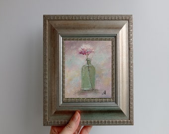 Fleurs, peinture, oeuvre d'art florale originale, petite peinture